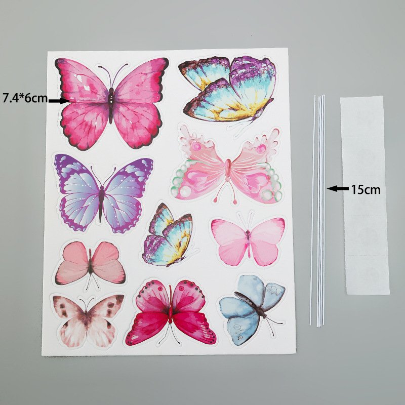 Butterfly Flower Cake Topper for Kids Happy Birthday Wedding Anniversary Cupcake Toppers DIY Baking Supplies Party Decorations