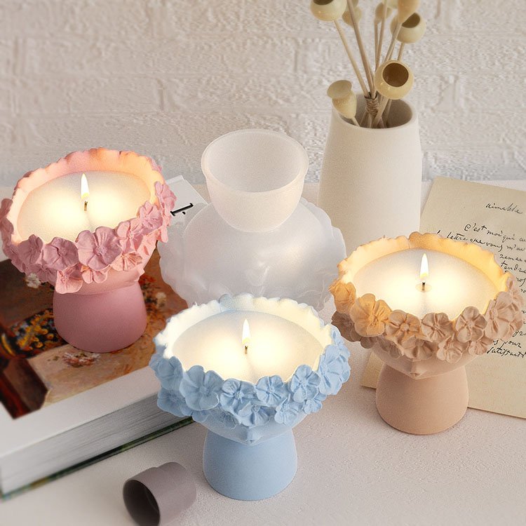 YS Wreath Girl Candle Cup Silicone Mold Plant Potted Soybean Wax Candle Container Casting Mould DIY Concrete Flower Pot Making