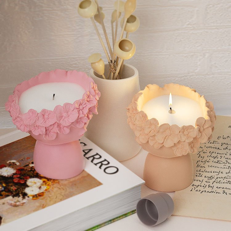YS Wreath Girl Candle Cup Silicone Mold Plant Potted Soybean Wax Candle Container Casting Mould DIY Concrete Flower Pot Making