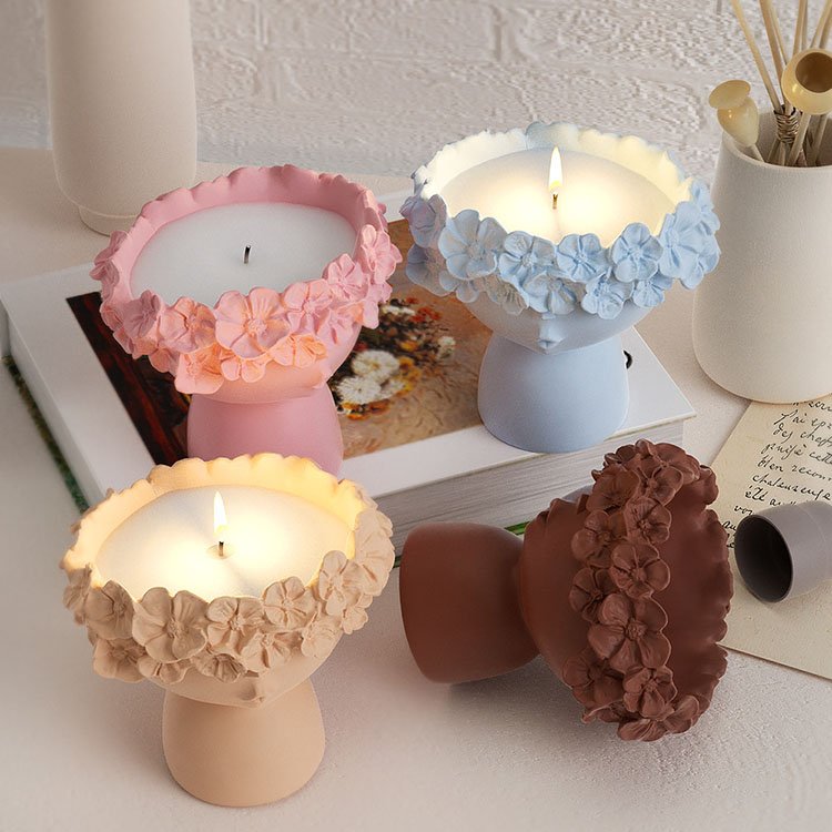 YS Wreath Girl Candle Cup Silicone Mold Plant Potted Soybean Wax Candle Container Casting Mould DIY Concrete Flower Pot Making