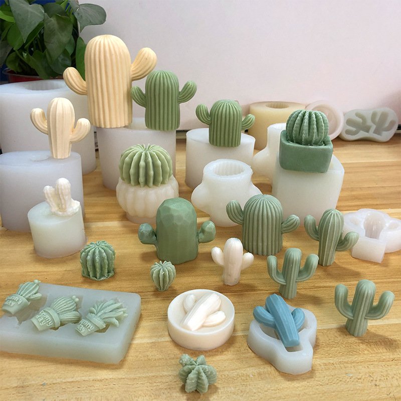 Hot Sales Supplies Candle Silicone Mould for Candles 3D Succulent Plants DIY Aromatherapy Little Cactus Candle Moulds Silicone