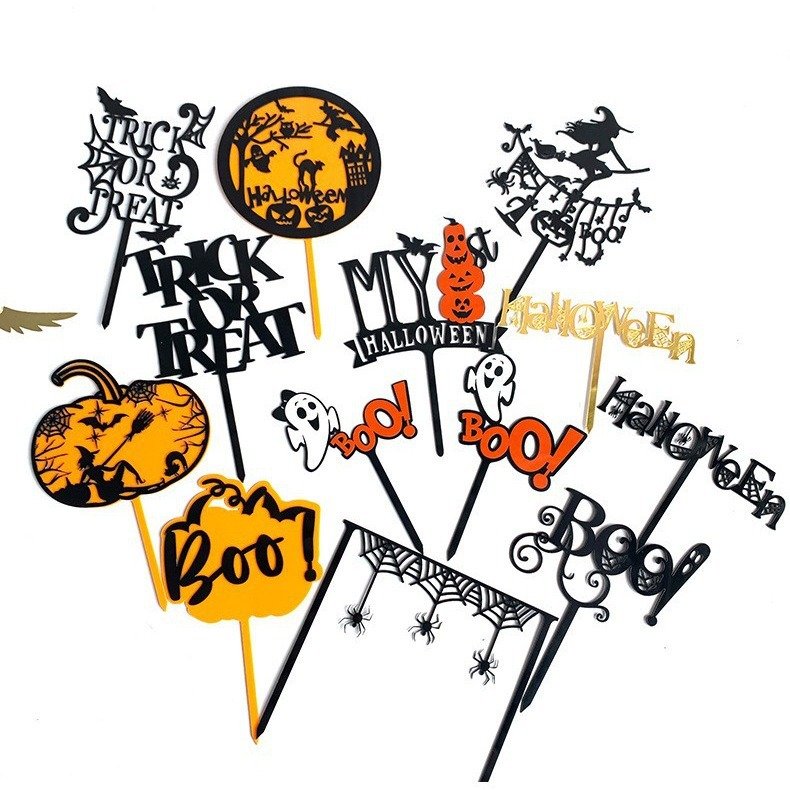 New Arrival Happy Halloween Acrylic Cake Topper Christmas Baby Graduation Easter Party Unique Cake Decoration
