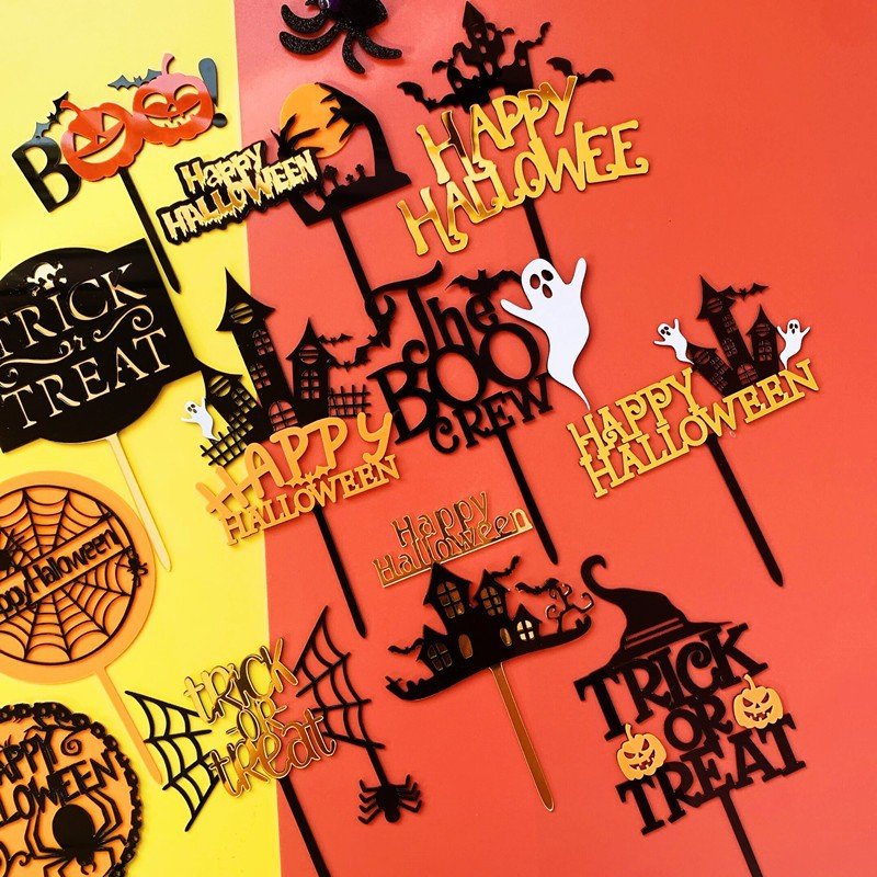 New Arrival Happy Halloween Acrylic Cake Topper Christmas Baby Graduation Easter Party Unique Cake Decoration