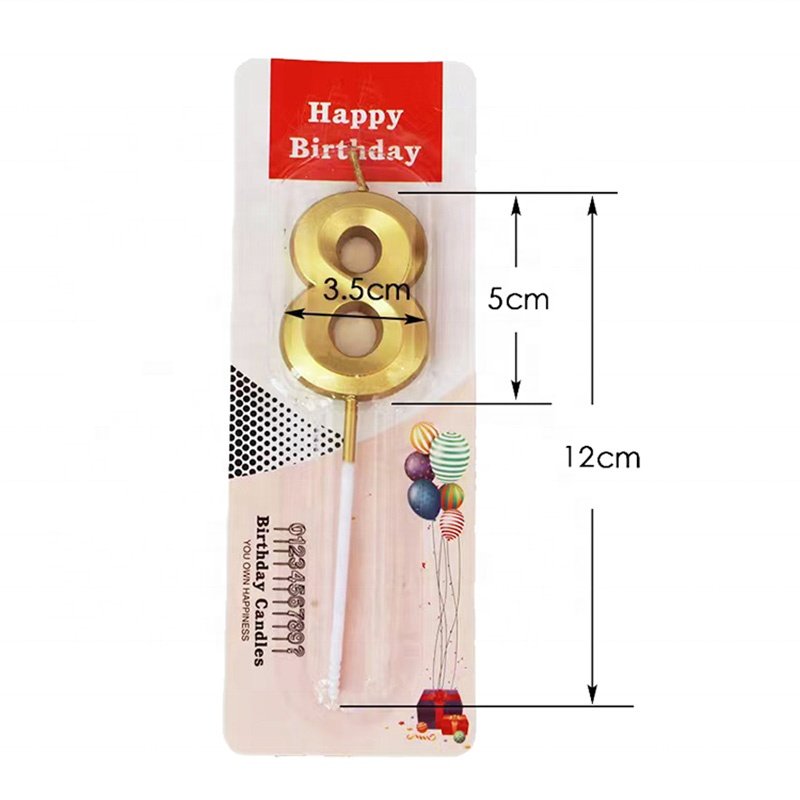 Creative Diamond Gold Glitter 0-9 Number Candle Birthday Party Cake Candles for Cake Decoration Supplies