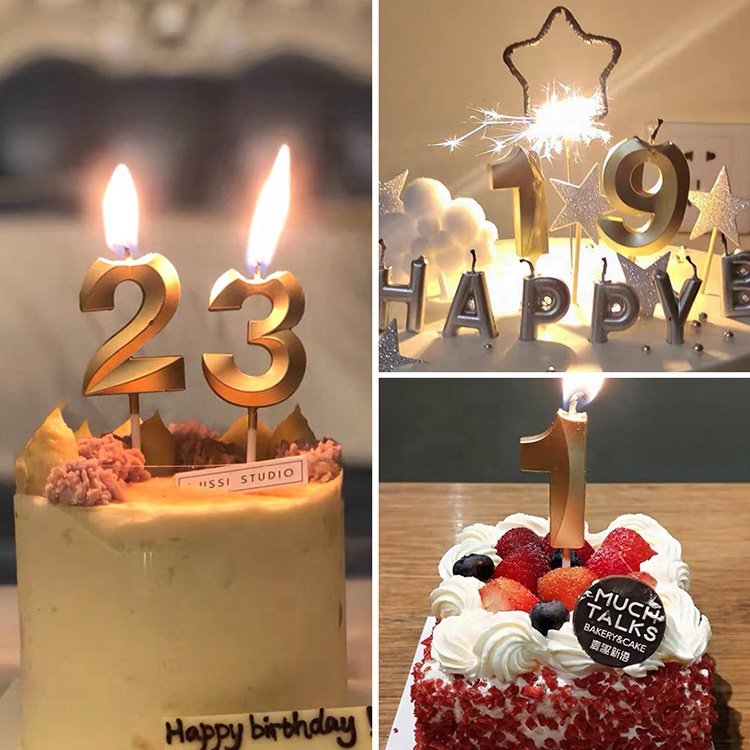 Creative Diamond Gold Glitter 0-9 Number Candle Birthday Party Cake Candles for Cake Decoration Supplies