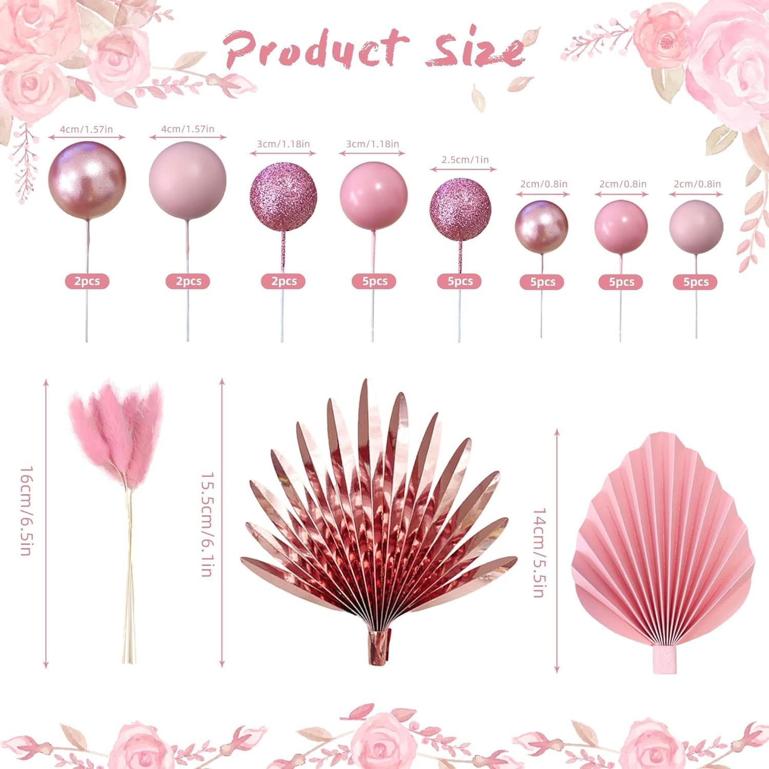 38 pieces Bohemian Cake Decoration Palm leaf cake decoration Birthday wedding Baby shower party supplies