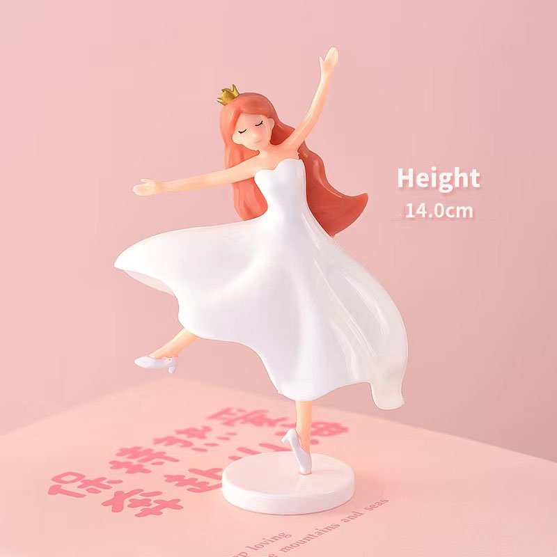 Homesun New arrival ballet dancing girl with white skirt cake topper decorative dolls happy birthday gifts baking supplies