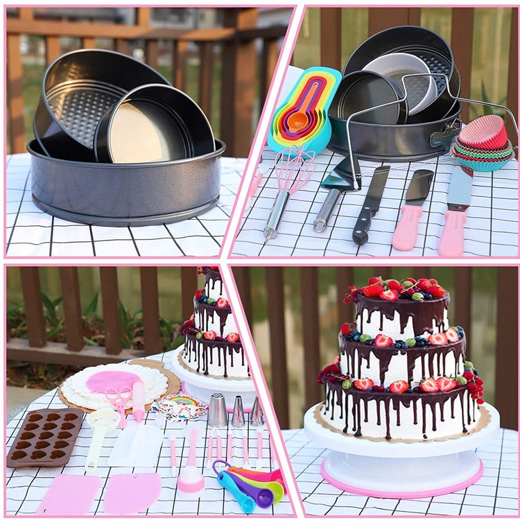 Customizable Cake Decorating Supplies tool Kit 464pcs cake baking decorating accessories tool set with cake turntable