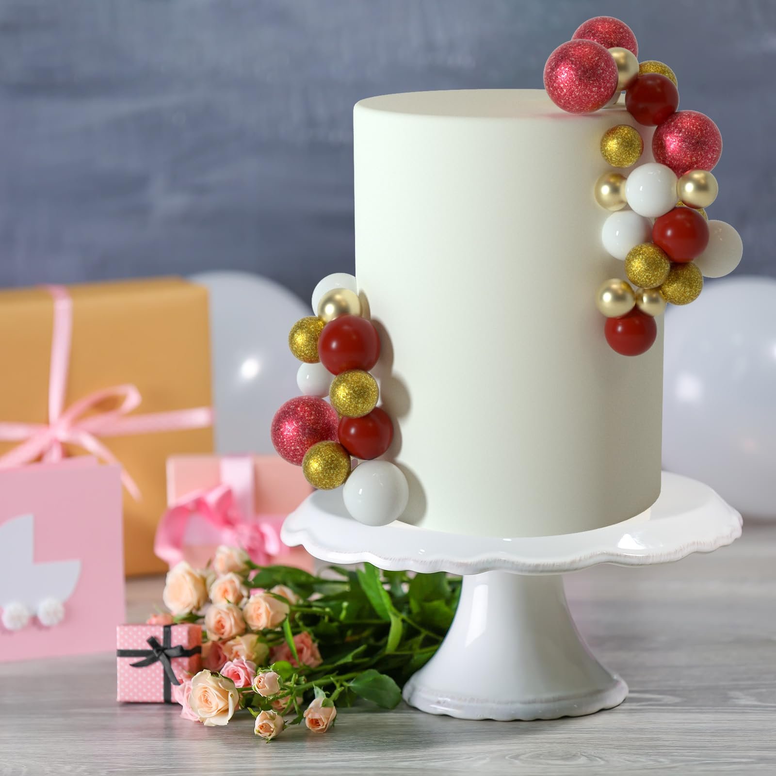Glitter Foam Ball Cake Topper Sticks Mini Ball Cake Supplies Cake decoration for Baby Shower Birthday Decorations
