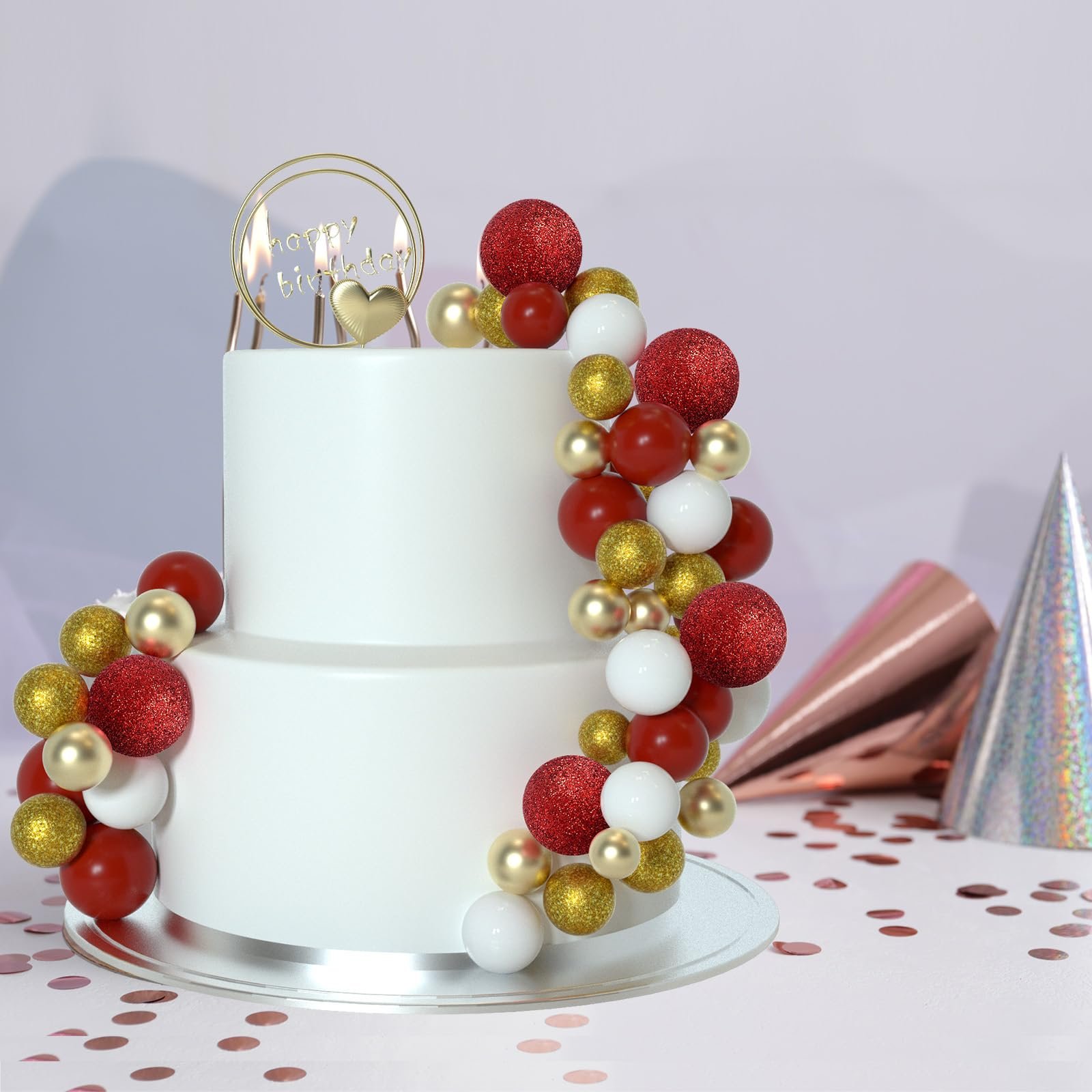 Glitter Foam Ball Cake Topper Sticks Mini Ball Cake Supplies Cake decoration for Baby Shower Birthday Decorations