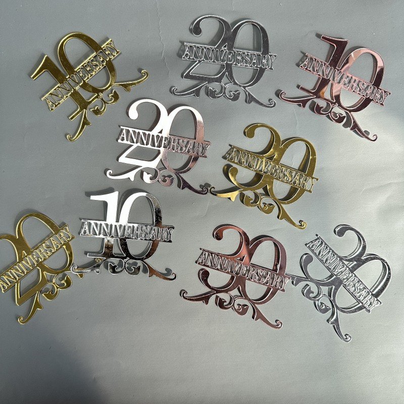 Hot Style Anniversary Cake Decorating Supplies Rose Gold Acrylic 10 20 30 Happy Anniversary Cake Toppers Number Cake Decoration