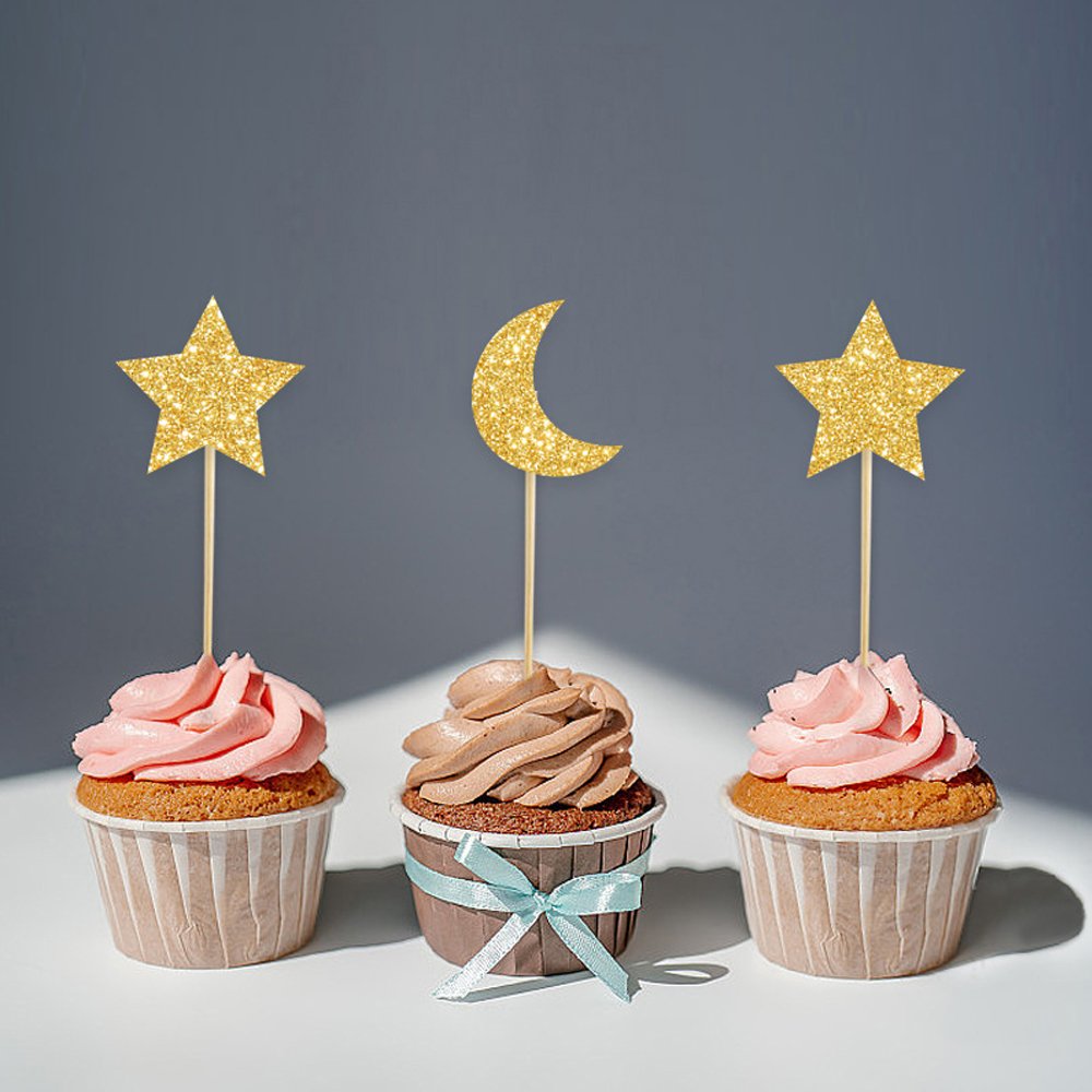 12 Pcs/Pack Eid Mubarak Paper Cupcake Topper Decoration for Eid Ramadan Party Cake Decoration Supplies