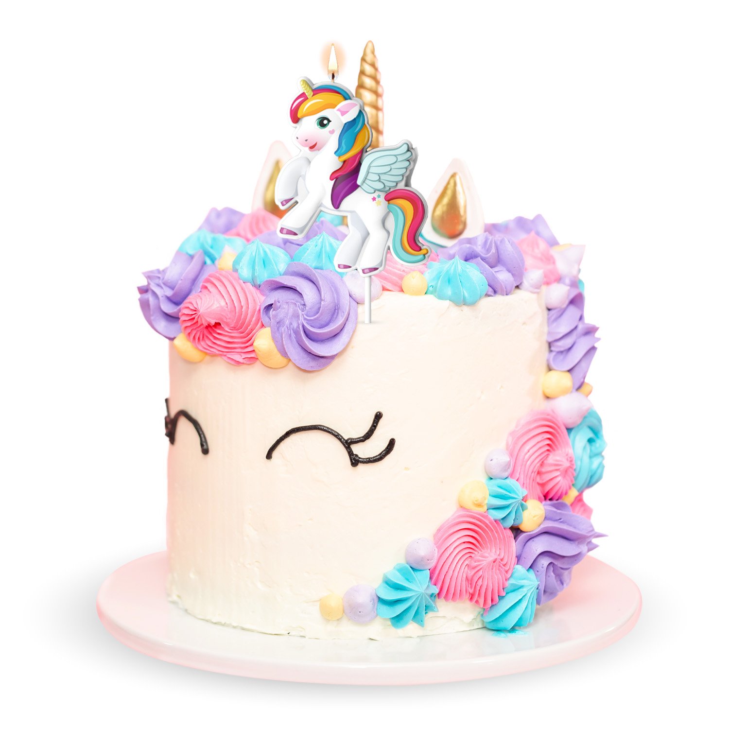 Dekora Brand Display Of 8 Blisters Unicorn Birthday Candle 8X6.2Cm Magical Party Decoration Cake Toppers Wholesale