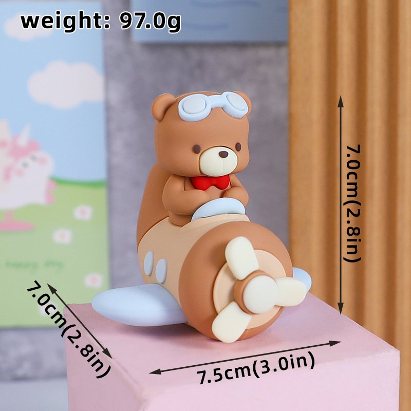 Cartoon Happy Birthday Cake Decorations For Boys Girls Cute Pilot Bear Soft Glue Doll Baby Shower Supplies