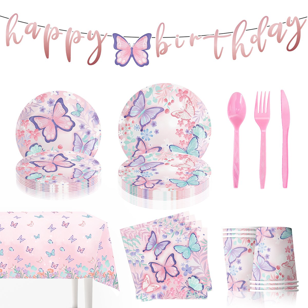 Birthday Party Decoration Supplies for kids Butterfly Wholesales Customized Back to School Party Paper Plates One Set