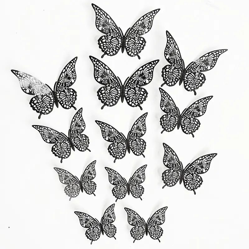 Hollow butterfly 3D hollow metal butterfly wall decoration home living room three-dimensional butterfly decoration