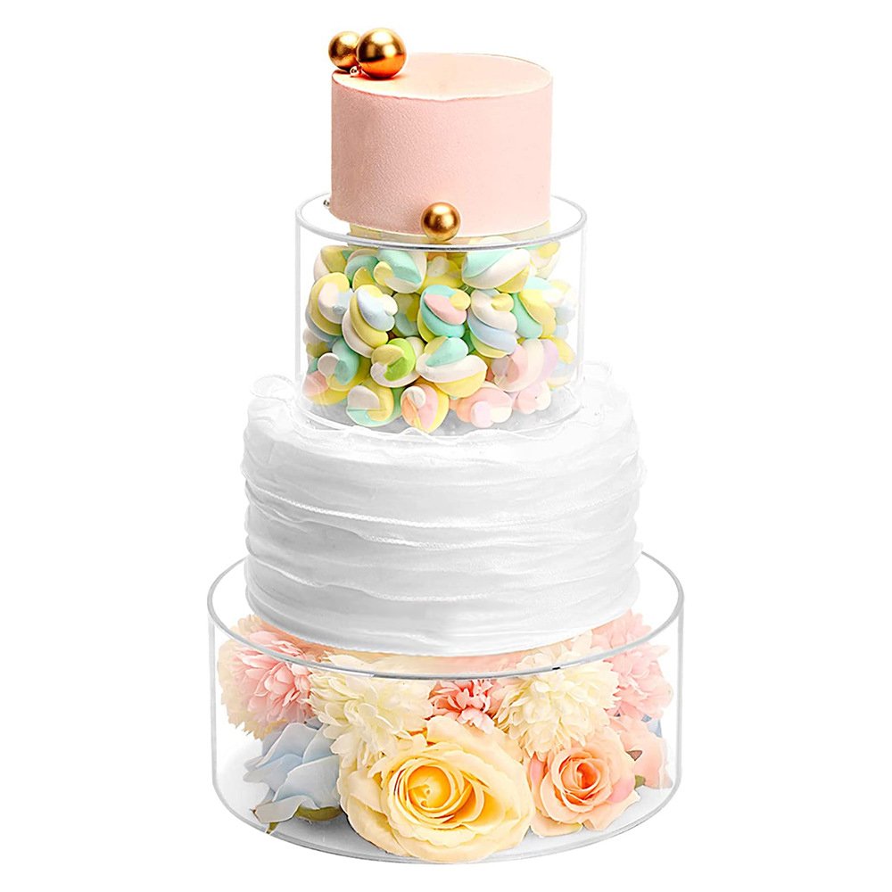 Newest Round Acrylic Dessert Display Rack Cake Stand Clear Fillable Cake Tillers Cake Separator for Wedding Birthday Party decor