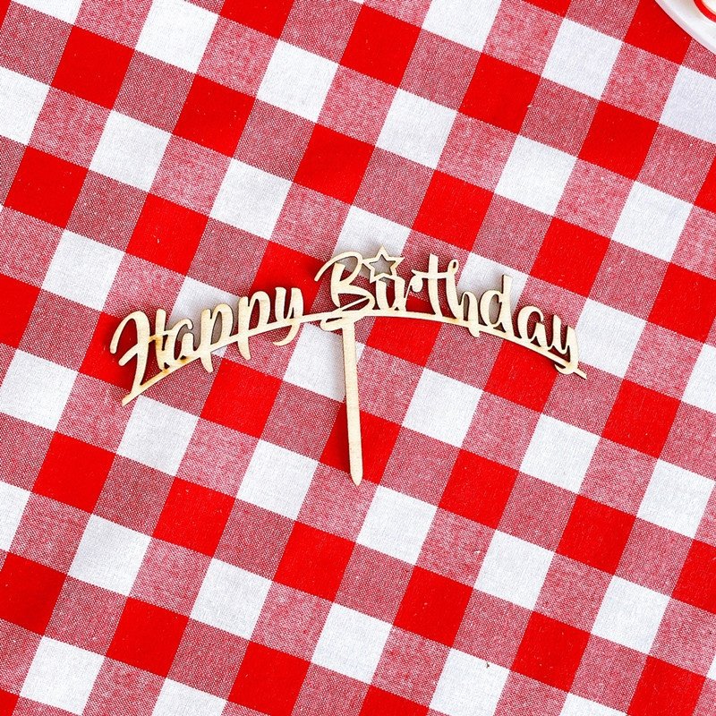 Wood Happy Birthday Cake Topper for Kids Birthday Party Supplies Baby Shower Dessert Cake Decorations