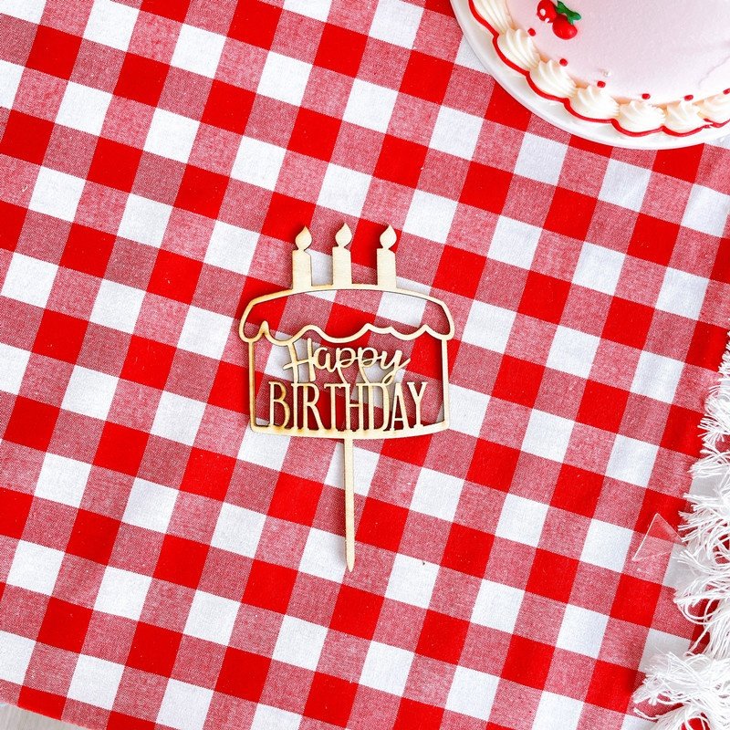 Wood Happy Birthday Cake Topper for Kids Birthday Party Supplies Baby Shower Dessert Cake Decorations