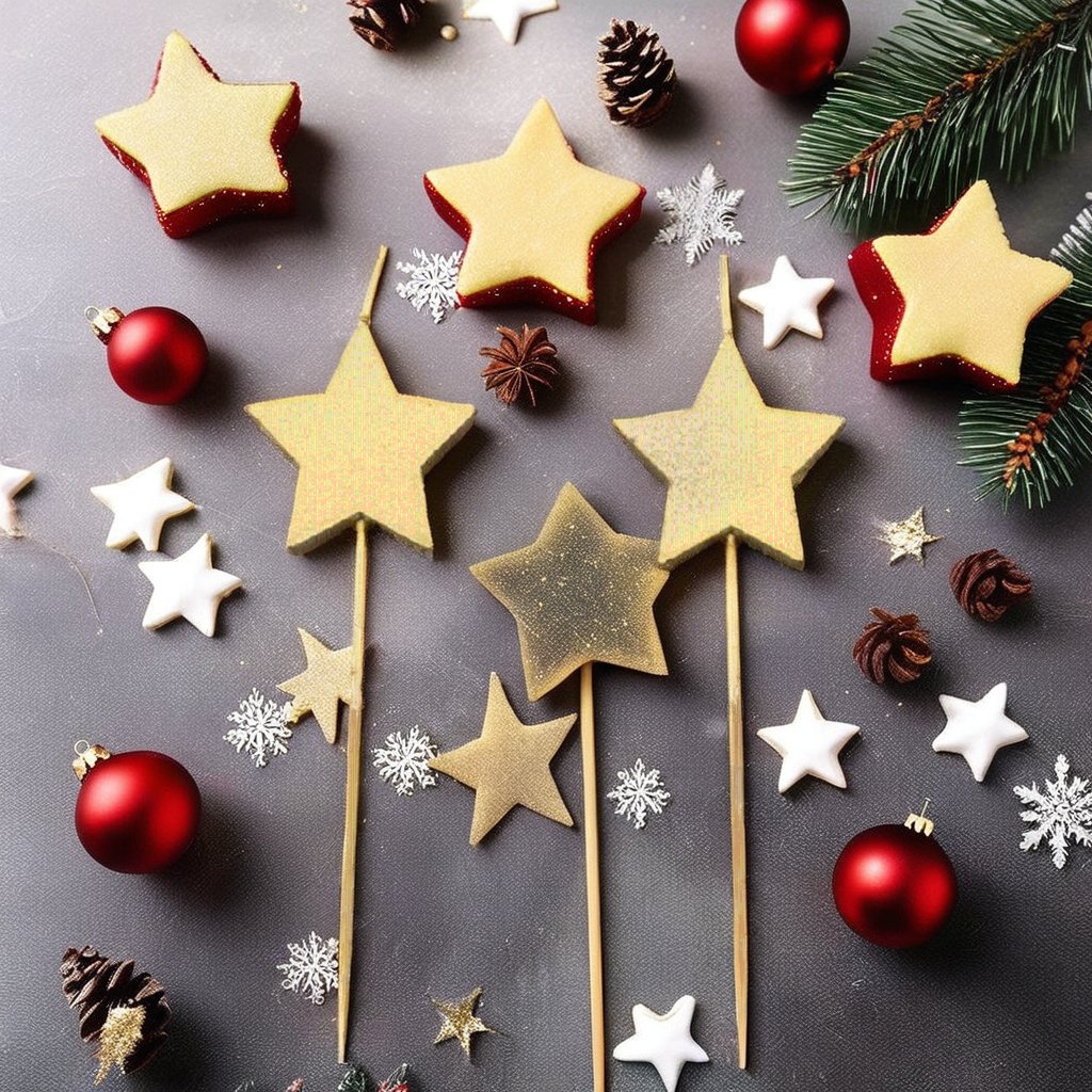 Christmas Candles Perfect 1st Birthday Cake Decoration 5pcs Golden Number Shapes Yearly Birthday Party Decorations