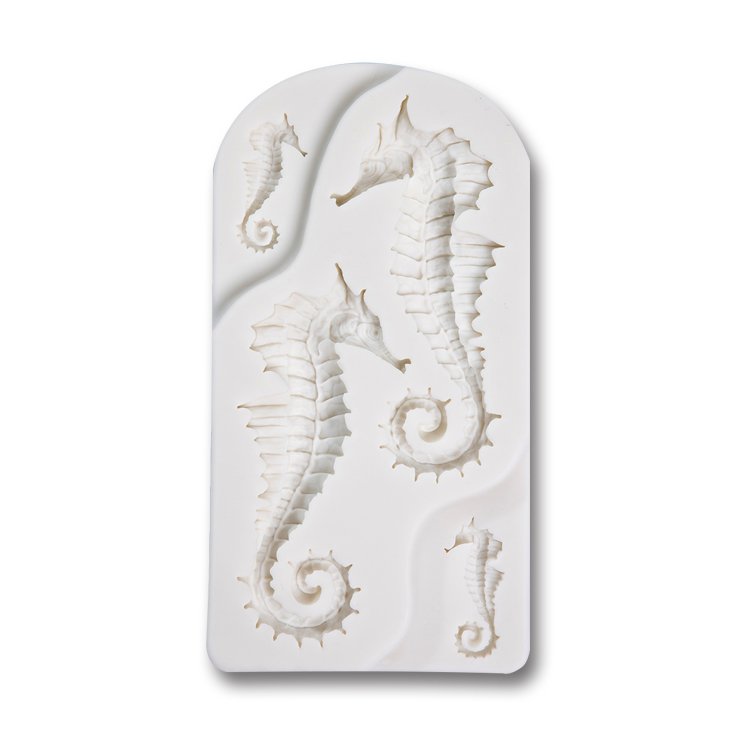 Marine Theme Cake Fondant Mold Seahorse Seashell Starfish Mermaid Tail Silicone Mould Chocolate Candy Polymer Clay Cupcake Decor
