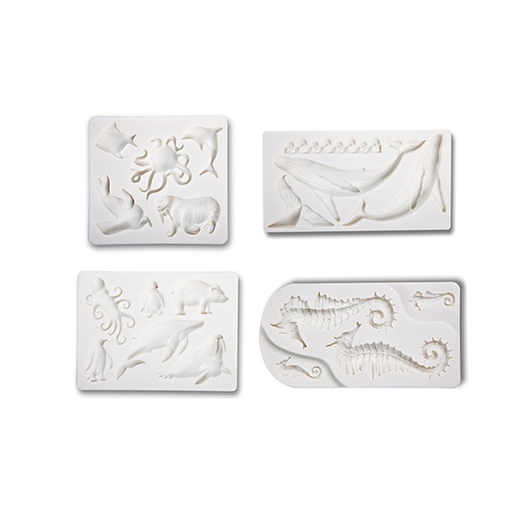 Marine Theme Cake Fondant Mold Seahorse Seashell Starfish Mermaid Tail Silicone Mould Chocolate Candy Polymer Clay Cupcake Decor