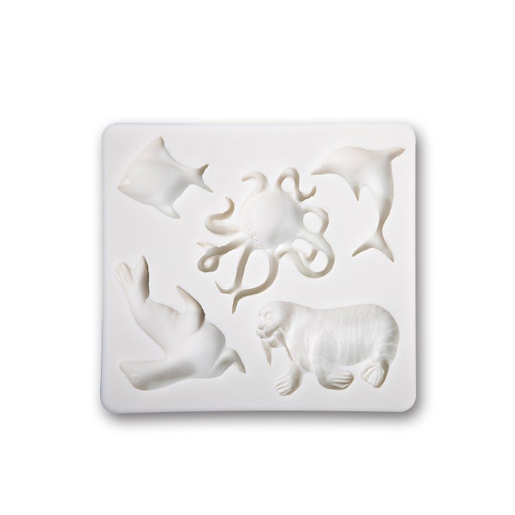 Marine Theme Cake Fondant Mold Seahorse Seashell Starfish Mermaid Tail Silicone Mould Chocolate Candy Polymer Clay Cupcake Decor