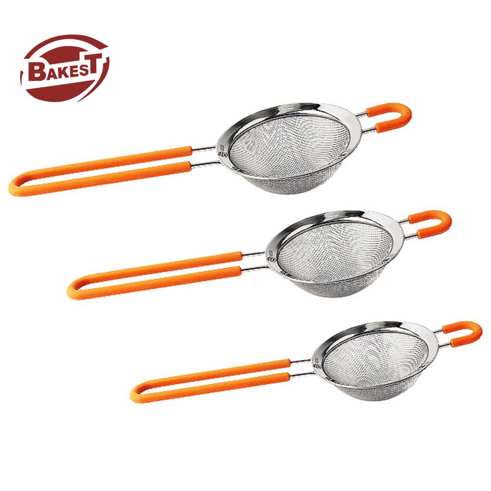 Factory Direct Supply Stainless Steel Kitchen Cake Flour Sieve With long Handle Wire Colander