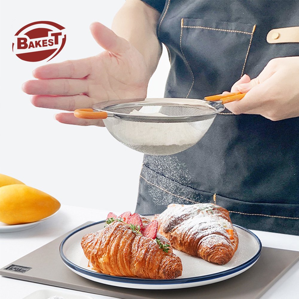 Factory Direct Supply Stainless Steel Kitchen Cake Flour Sieve With long Handle Wire Colander