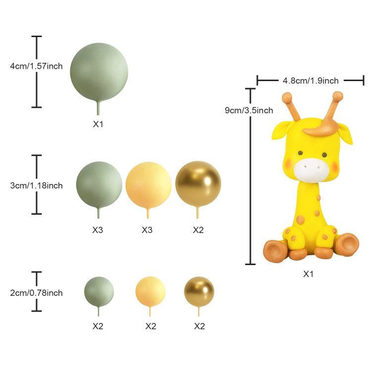 Giraffe Cake Topper with Balls Cake Decorations for Wild Animals Themed Birthday Baby Shower Party Supplies