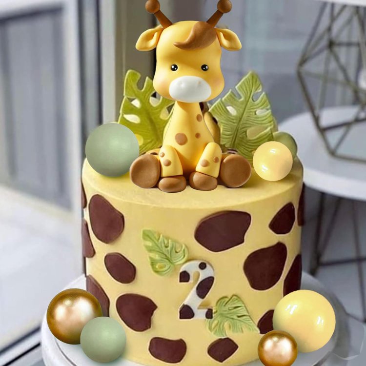 Giraffe Cake Topper with Balls Cake Decorations for Wild Animals Themed Birthday Baby Shower Party Supplies