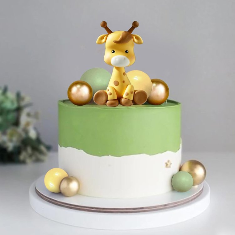 Giraffe Cake Topper with Balls Cake Decorations for Wild Animals Themed Birthday Baby Shower Party Supplies