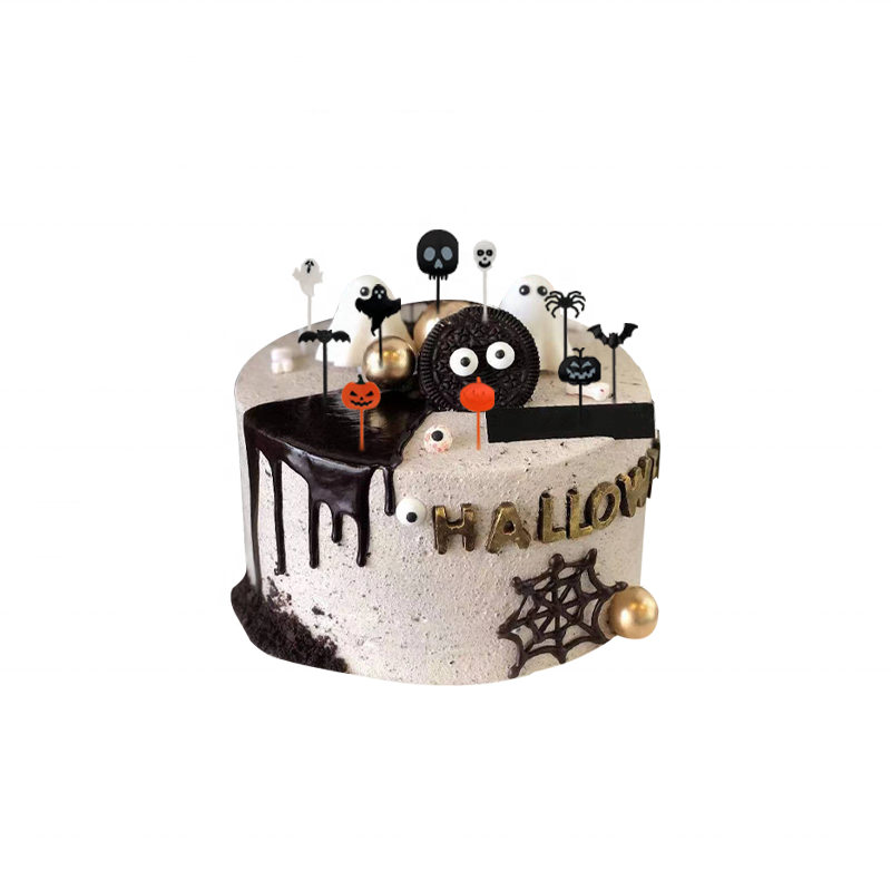 Featured Halloween Pumpkin Cake Inserts Bat Spider Halloween Props Cupcake Decorations Spooky Plastic Cake Inserts
