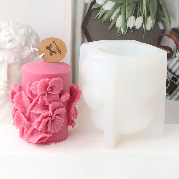Flower Cylindrical Silicone Candle Mold Embossed Gardenia Morning Glory Decorations Casting Mould DIY Aromatherapy Candle Making