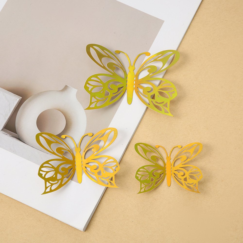 New Arrival 12pcs Gold Butterfly Decorations for Birthday Party Decorations Cake Decorations