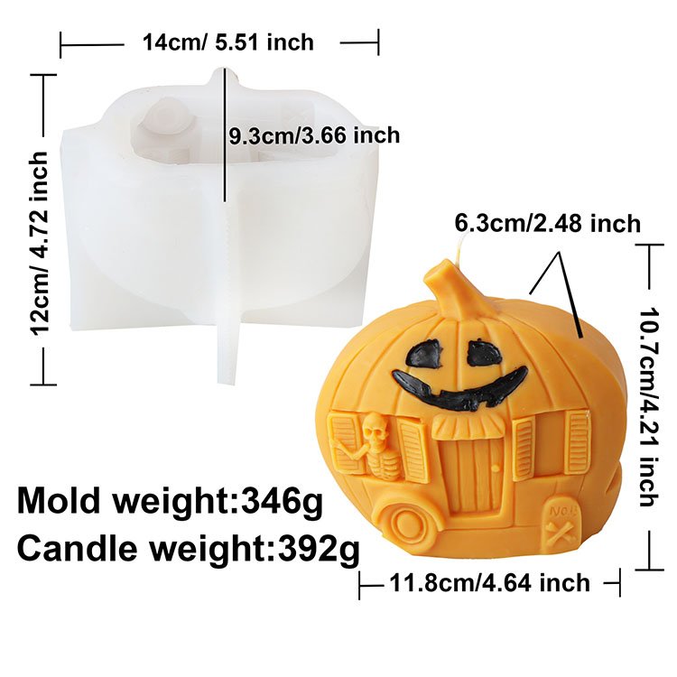 YS Pumpkin Skull Car Silicone Candle Mold Halloween Theme Gypsum Decorations Gift Casting Mould DIY Aromatherapy Candle Making