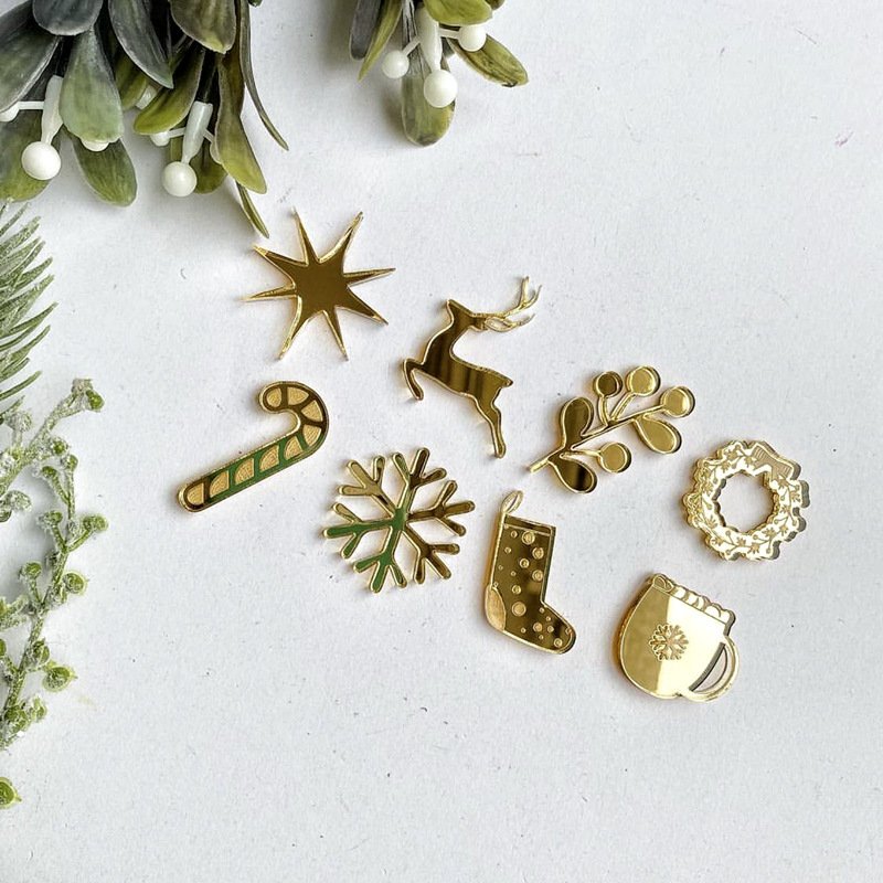 Merry Christmas Cake Topper Set Gold and Silver Acrylic Printed Merry Christmas Letters Cake Decoration Baking Decorations Tools