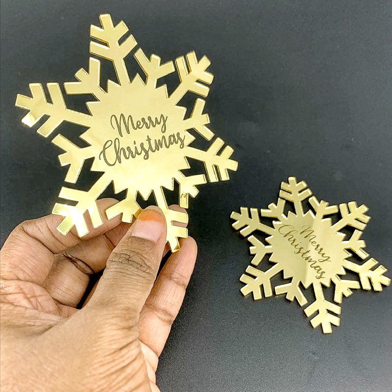 Merry Christmas Cake Topper Set Gold and Silver Acrylic Printed Merry Christmas Letters Cake Decoration Baking Decorations Tools