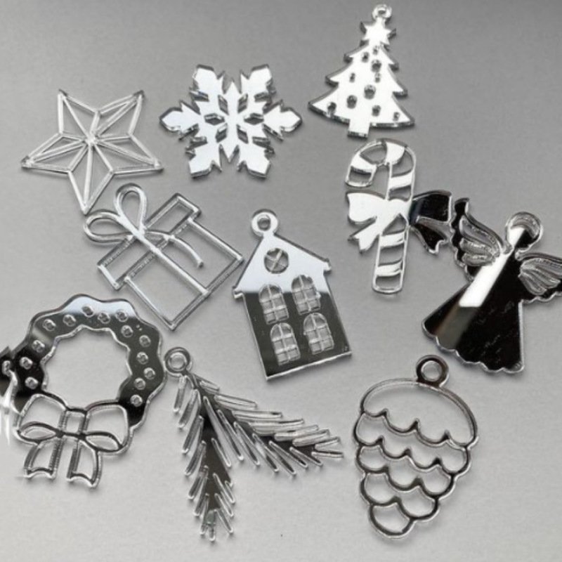 Merry Christmas Cake Topper Set Gold and Silver Acrylic Printed Merry Christmas Letters Cake Decoration Baking Decorations Tools