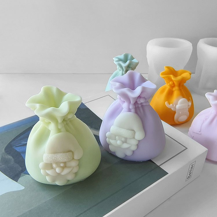 YS Christmas Gift Bag Silicone Candle Mold Christmas Elk Decorations Gift Casting Mould DIY Handmade Aromatherapy Candle Making