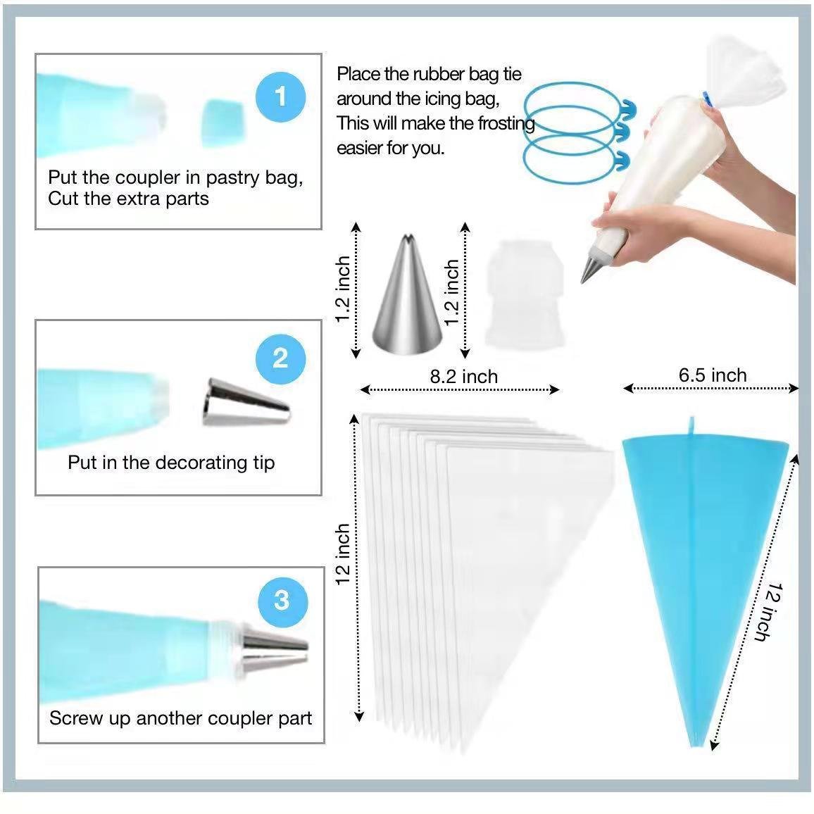 Hot Selling 220pcs Stainless Steel Nozzles Cake Decorating Supplies Set of Tools with plastic turntable