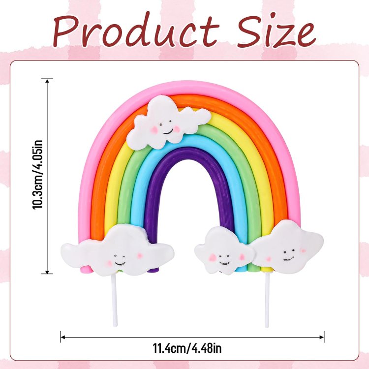 Rainbow Cake Topper Soft Pottery Colorful Rainbow Theme Cake Supplies for Birthday Party Wedding Supplies