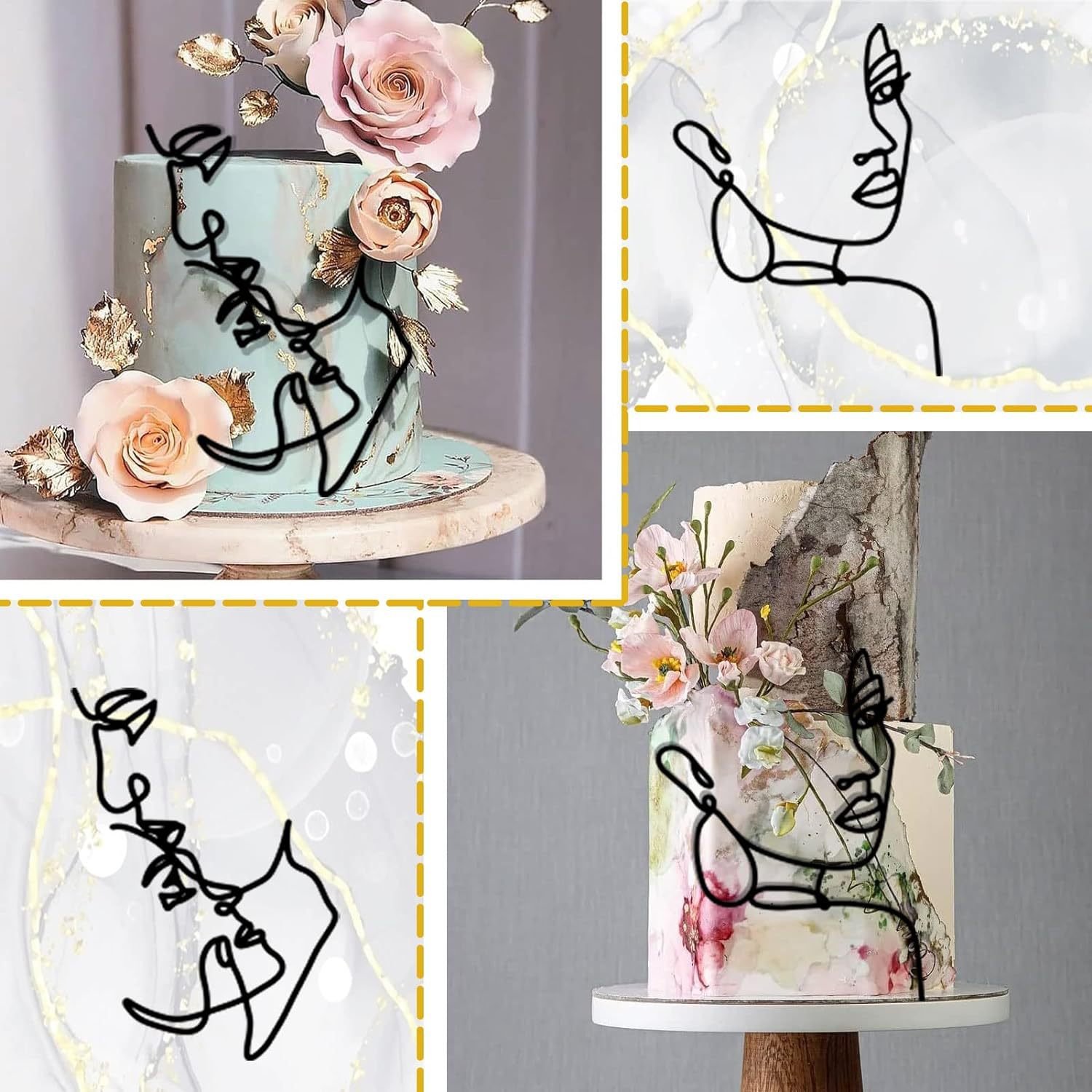 Art line Face Cake Topper Happy Birthday Cake Decoration Party Supplies acrylic cake topper
