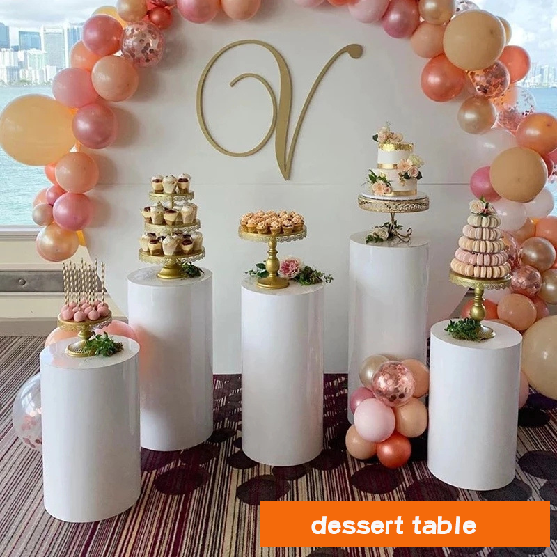 Hot Selling Cylinder White Iron Cake Table Event Decoration, Wedding, Baby Shower and Party Wedding Supplies