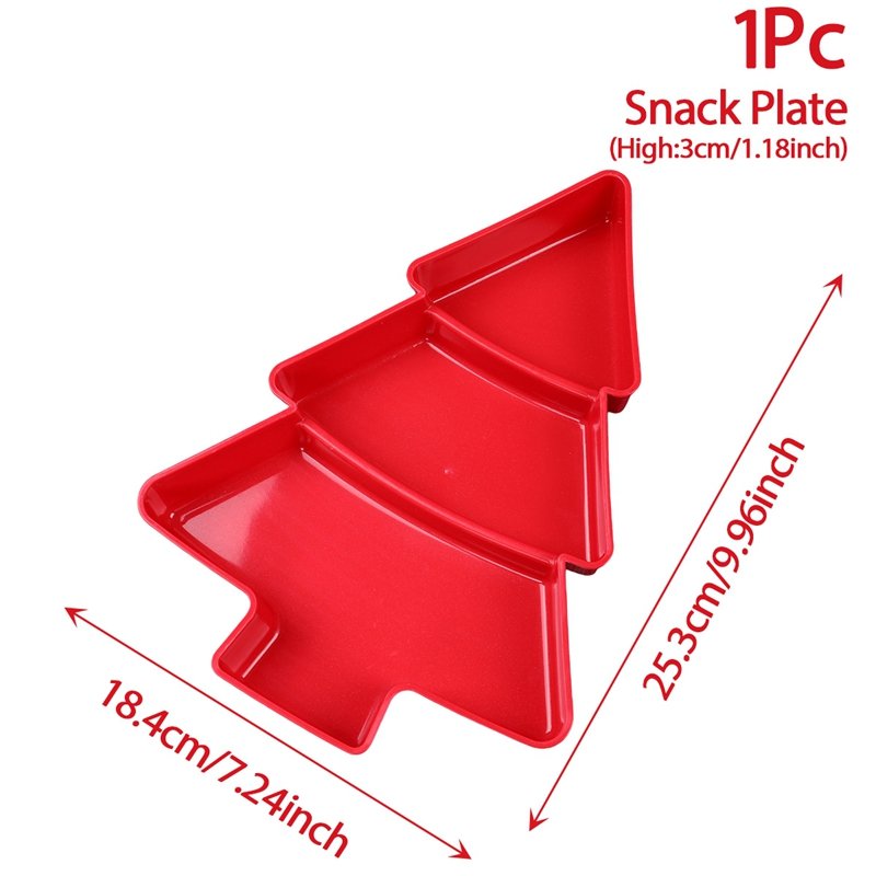 Christmas Tree Shape Plastic Fruit Nuts Snake Plates Serving Tray for Home Office Christmas Party Supplies
