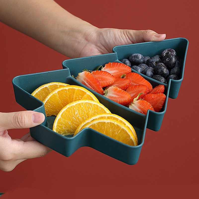 Christmas Tree Shape Plastic Fruit Nuts Snake Plates Serving Tray for Home Office Christmas Party Supplies