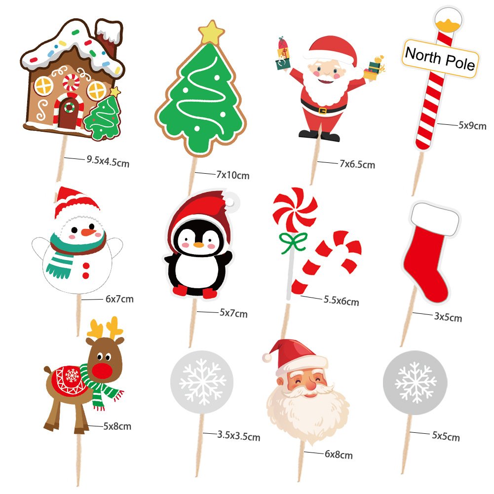 wholesale cake decorations supplies white snowflake merry christmas tree straw cake topper card for happy birthday cake toppers