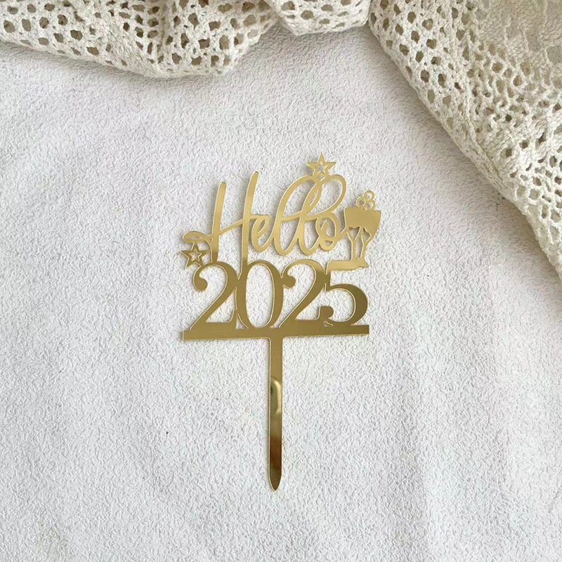 Ychon cheers to 25 years cake topper happy 2025 new year acrylic cake topper decor birthday wedding cake decorating supplies