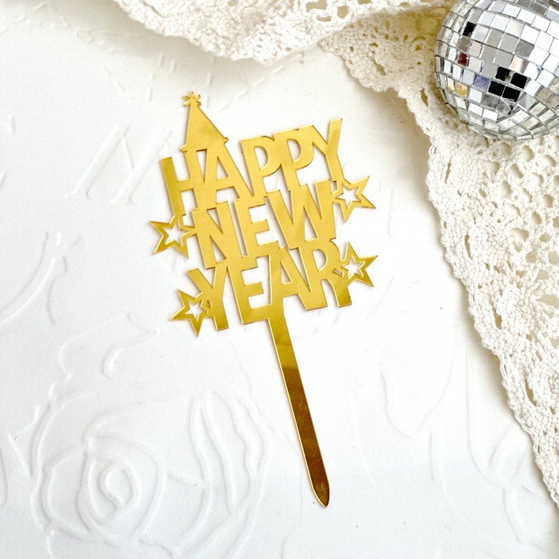Ychon cheers to 25 years cake topper happy 2025 new year acrylic cake topper decor birthday wedding cake decorating supplies
