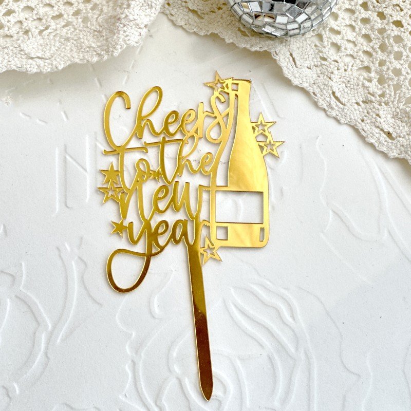 Ychon cheers to 25 years cake topper happy 2025 new year acrylic cake topper decor birthday wedding cake decorating supplies